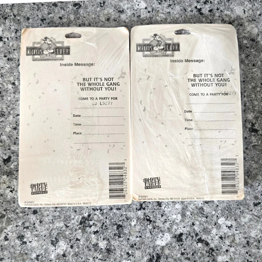 Hallmark Disney Mickey Minnie Mouse Birthday Invitations 2 Packs Vtg 90s Blue